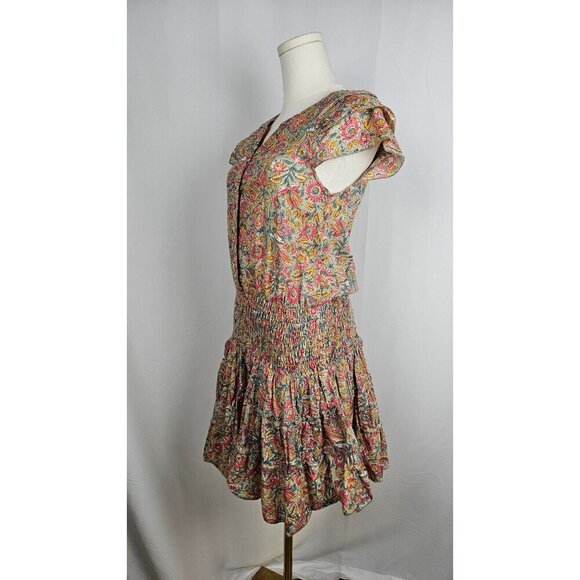 Perry Walker Collective Jenny Mini Dress Size 6 size 8 Boho Floral Green Pink - Picture 5 of 12